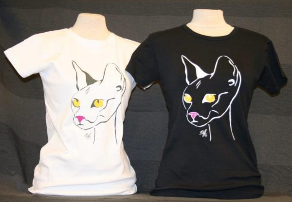 t-skjorte Katt SvartHvitt, t-shirt cat black white